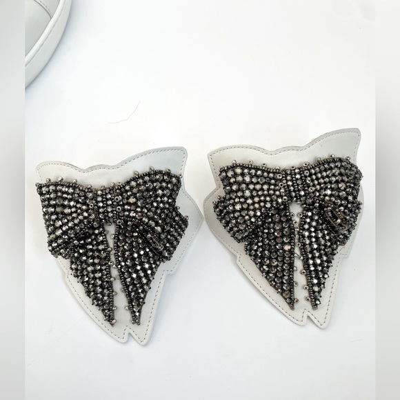 Gucci White Leather Ace Embellished Bow Patch Web Stripe low top sneakers EU38.5 - Picture 5 of 12